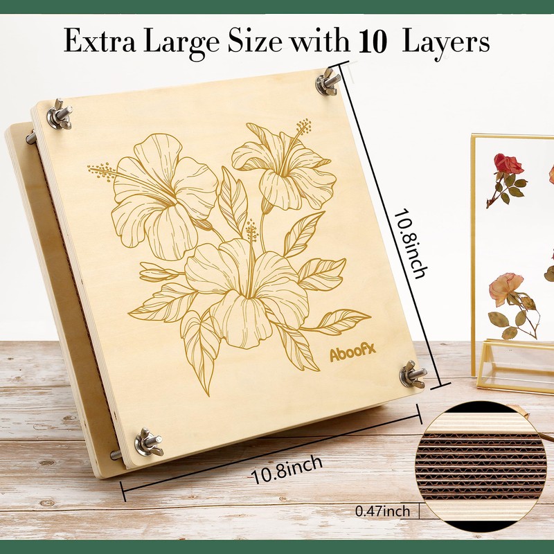 Aboofx Flower Press Kit, Large Wooden Flower Pressing Kit for