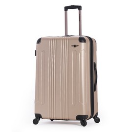 Rockland London Hardside Spinner Wheel Luggage, Champagne, Checked Large 28"