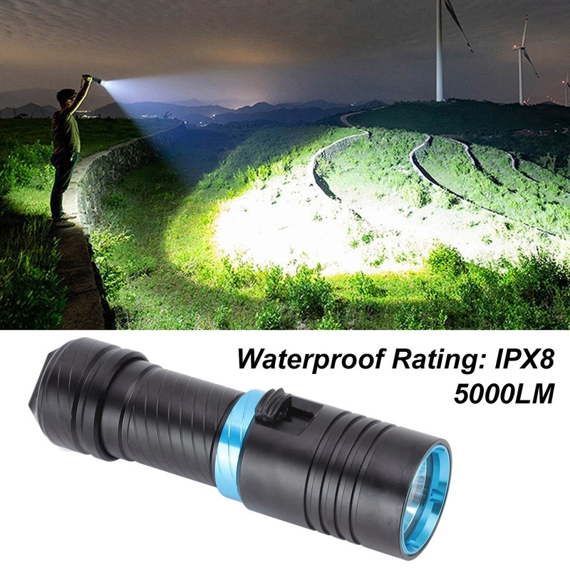 Diving Torch, Waterproof Underwater LED Torch, 5000LM Diving Torch for