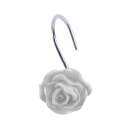 Actpe 12pcs Shower Curtain Hooks, Home Decorative Rustproof Shower Curtain Hooks Resin Rose Flower Shower Hooks Rings for Bathroom Shower Rods Curtains (White)