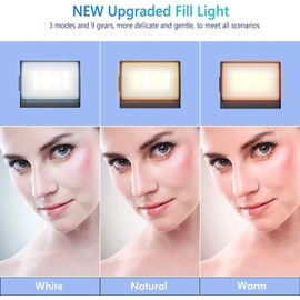 Trípode selfie de 41 pulgadas con 2 luces de relleno recargables, trípode extensible con control remoto Bluetooth, acero inoxidable, 3 modos de luz, 9 niveles de brillo, compatible para todos los