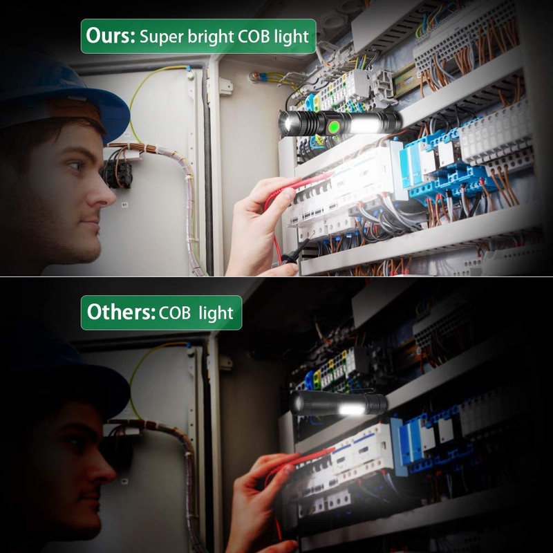 Vnina Rechargeable Tactical Flashlight, USB Magnetic Flashlights with COB Flash