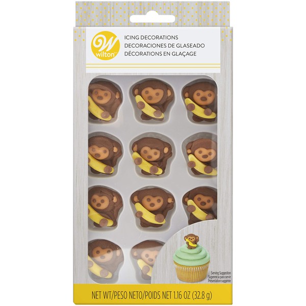 Wilton 710-6671 Monkey Royal Icing Decorations, 12 count