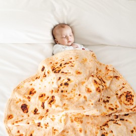 Bunnikins & Clover Baby Tortilla Blanket, Baby Burritos Swaddle Blanket, Taco Blanket for Newborn Toddler, Soft Flannel Wrap Blanket Funny Gifts for Shower Boy Girl 0-3 6 9 Months, 36 inches