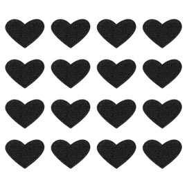 PATIKIL Iron-on Patches, 16 Pack Heart Shaped Sew Embroidered Patches Love Appliques Embellishments for Clothing Jackets Hat Backpack Repairing Decorations, Black