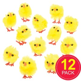 Baker Ross Fluffy Mini Chicks - Easter Decoration - for Crafts for Children (Pack of 12)