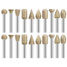 ZoeTekway 20 Piece Diamond Cutter Set with 1/8 Inch Shank, Diamond Cutter Grinding Pins, Burr Stone Carving Grinding, for Ceramic Stone Engraving, Compatible with Dremel Rotary Tool