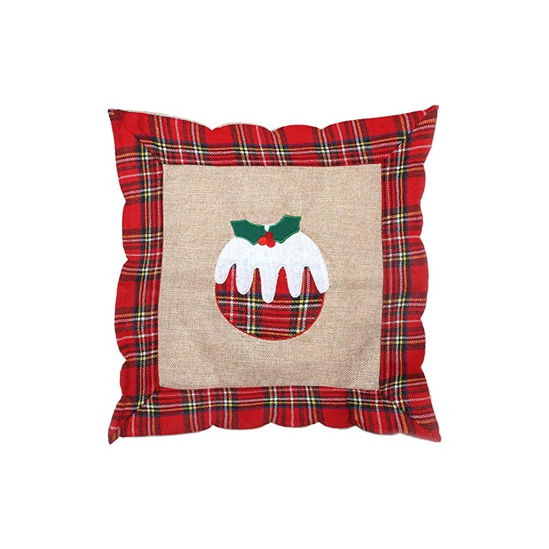 SHATCHI Pillow Case Christmas Pudding Printed Pattern Cushion Covers Burlap