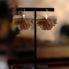 unixmoment Bohemian Big Pearl Fabric Flower Fringe Dangle Drop Earrings