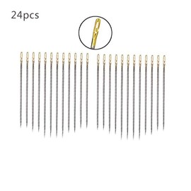 Self Threading Needles, 24pcs Big Eye Embroidery Needle DIY Hand Sewing Needle with Vintage Needle Case