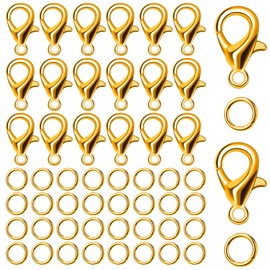 Doxiru 400 Pieces Bracelet Clasps Set, 200 Bracelet Clasps and 200 Jump Rings for DIY Bracelets, Necklaces, Pendants, Crafts, Jewellery Making (Gold)