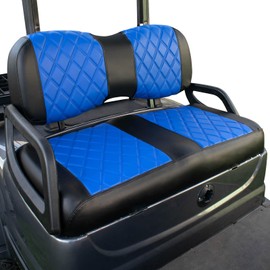 NOKINS Golf Cart Diamond Seat Covers Kit, Fit for Yamaha Drive/Drive 2 OEM Standard Front Seat Cushion, Golf Cart Vinyl Seat Cover, No Nails Required (Blue and Black)