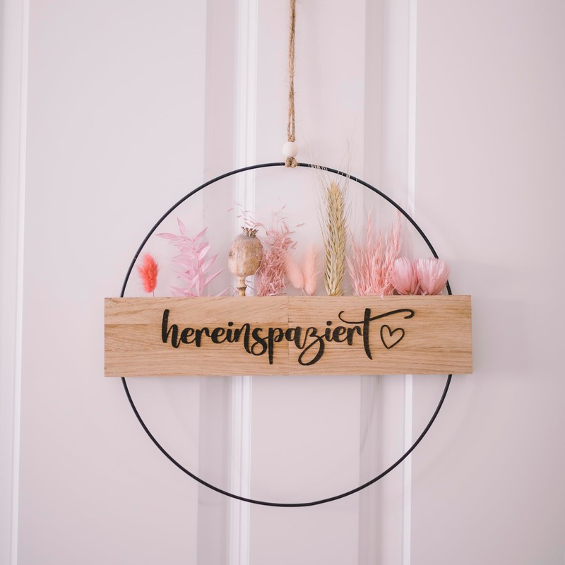 Dried Flower Wreath, Door Wreath, Dried Flowers, Welcome Sign (Dried
