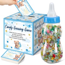 Glenmal 52 Pcs Baby Shower Games Gift Sets Large Baby Bottle for Shower Game Guess How Many Candies Baby Shower Decorations for Baby Shower favors Games Gender Reveal(Bear)
