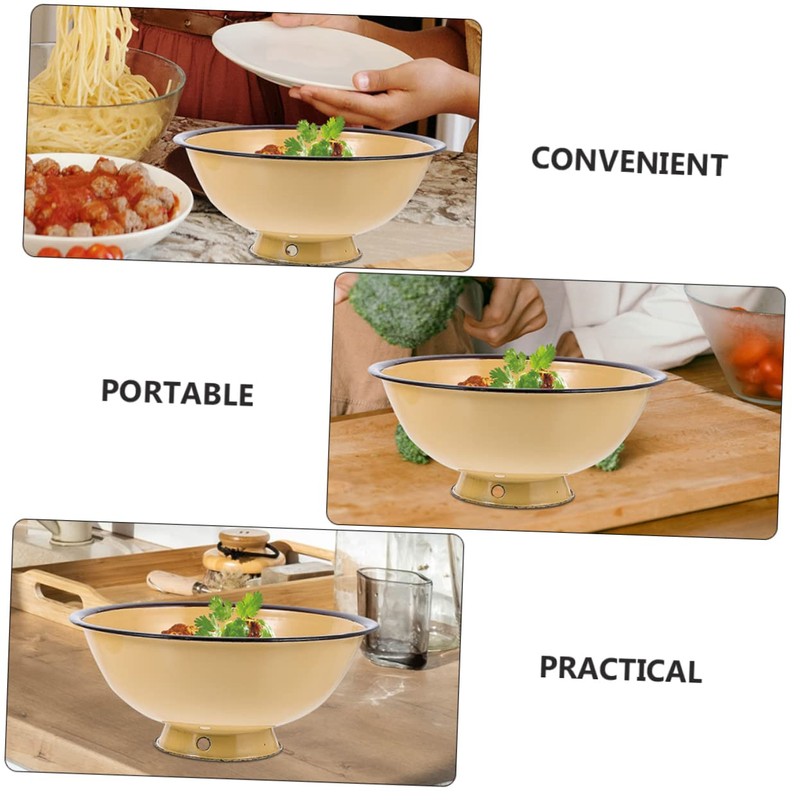 MAGICLULU Household Enamel Bowl Useful Instant Noodle Bowl Vintage Food