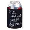 Lillian Rose Married Can Cup Cozy Wedding Favors, 4", Black