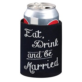 Lillian Rose Married Can Cup Cozy Wedding Favors, 4", Black