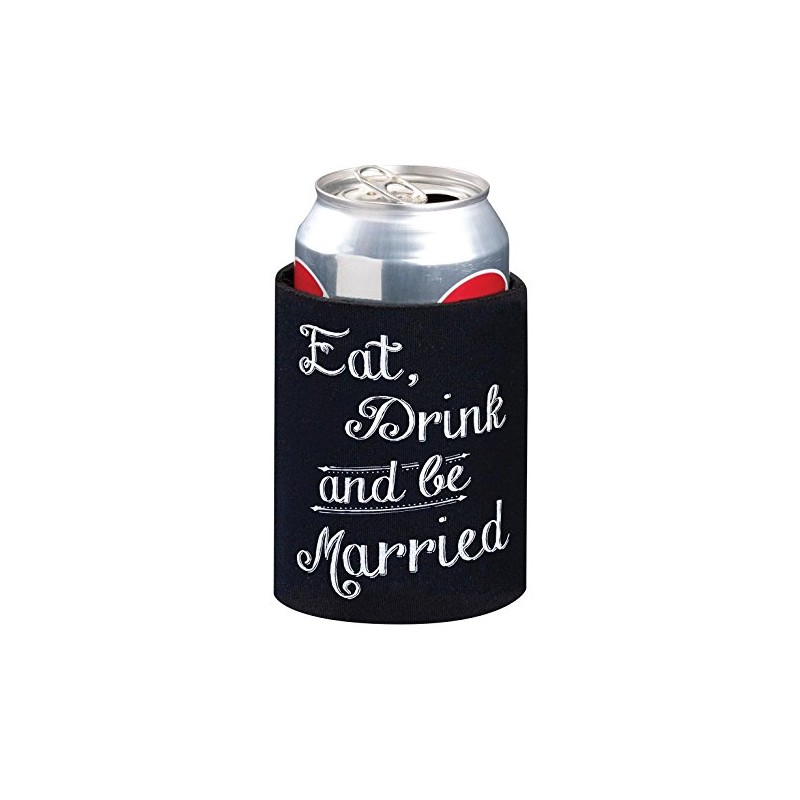 Lillian Rose Married Can Cup Cozy Wedding Favors, 4", Black