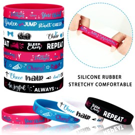 48 Pulseras de Silicona Inspiradoras para Porristas Pulseras Motivacionales Elásticas Bandas de Goma de Animadoras con Mensajes Motivacionales para Equipo de Porristas (Estilo Brillante)