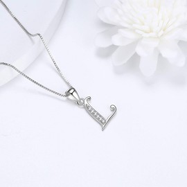 Aurora Tears Letter L Neckalce 925 Sterling Sliver Initial L Alphabet Pendant with Cubic Zirconia Jewellery Dating Gifts for Women DP0045L