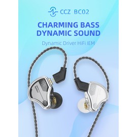 in Ear Monitor Wired IEM Headphone, CCZ BC02 Dynamic Driver Bass Wired Headphone, Professional HiFi Earphone,Stereo Sound IEM Earbuds Earphone,CCZ in Ear Monitor for System (Silver, No MIC)…