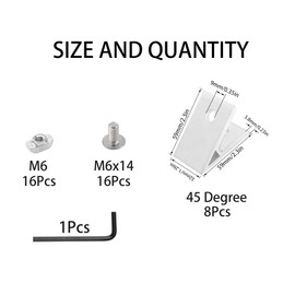 Rrina 8Pcs 45 Degree Angle Aluminum Profile Corner Bracket Joint Braces Connectors with Screws T-Nuts (4040 Series)