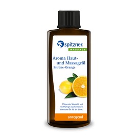 Spitzner Aroma Haut- & Massageöl Zitrone-Orange (190 ml) – anregendes Massage Öl mit Jojobaöl, Mandelöl & ätherischen Ölen, ohne Konservierungsstoffe