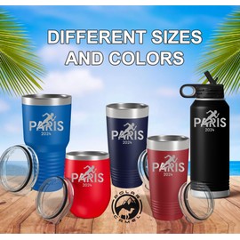 Paris Sports 2024 Stainless Steel Vacuum Travel Tumbler, Paris 24 Insulated Engraved Tumbler, Summer Runner France Mugs, 2024 France Paris Tumbler Cup