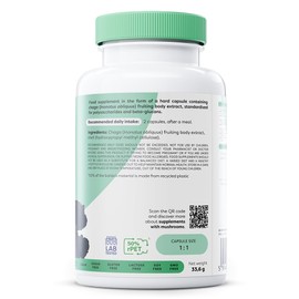 OSAVI Chaga Mushroom Extract Capsules, 1000mg, 60 Vegan Caps, Standardised 40% Polysaccharides and 30% Beta-glucans, Made by Olivit