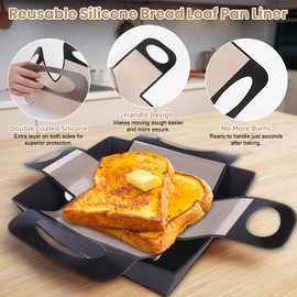 2Pcs Reusable Silicone Bread Loaf Pan Liner, Food-Grade Silicone Bread Sling, Loaf Pan Lifters，Non-Stick and Heat Resistant Dough Transfer Tool with 4 Handles, Best Fits 9x5" or 1.5lb Loaf Pans
