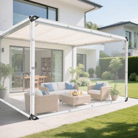 Clear Tarp 8X10 FT with Grommets and Tying Rope,Clear Tarps 14 Mil Thick Heavy Duty PVC Vinyl Waterproof,Protects Against Water,Tear,Cold Weather Resistant for Patio,Camping,Greenhouse Outdoor,Porch
