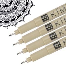 PATIKIL Micro Pen Fineliner Pens, 4Pcs 0.5mm Fine Point Drawing Pens Waterproof for Archival Artist Calligraphy Illustration Journaling Sketch, Black