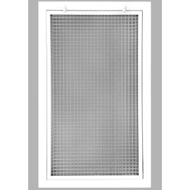 HVAC Premium 14" x 25" Cube Core Eggcrate Return Air Filter Grille for 1" Filter - Aluminum - White [Outer Dimensions: 16.5" x 27.5"]