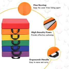 Costzon 6-Piece 15 inch Kids Floor Cushion, 3" Thick Waterproof Foam Cushion w/Handle, Soft Flexible Seating for Classroom, Home, School, Kindergarten or Nursery