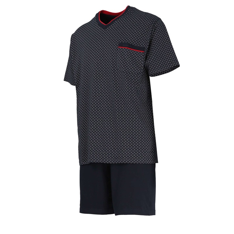 Götzburg Men's Shorty, Short-Sleeved Cotton, Jersey, Red Printed (451456-4008) -