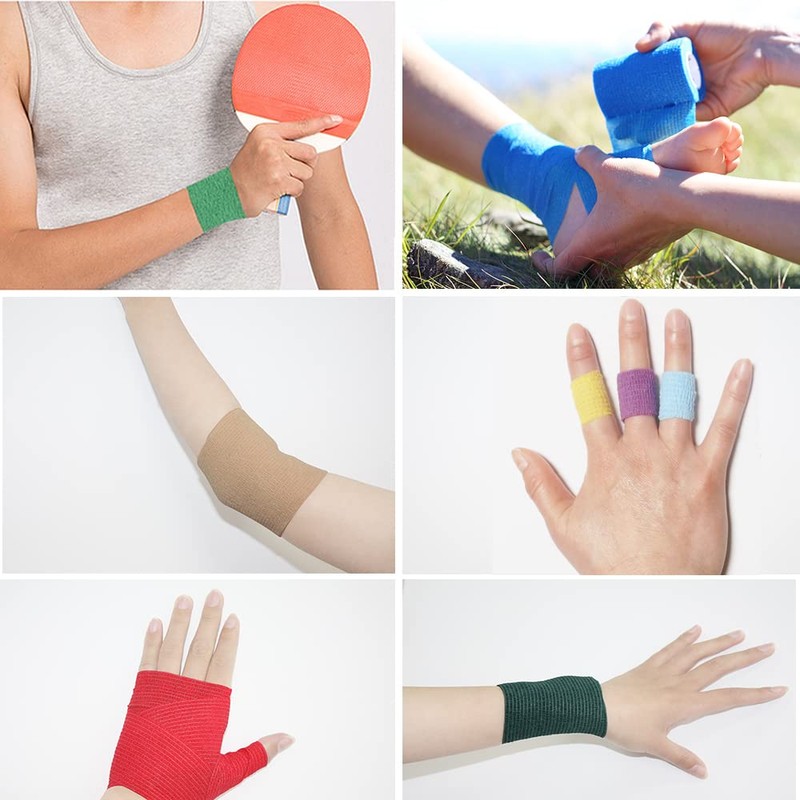 MINGYUE伸縮包帯 弾性包帯 テーピングテープ 自己粘着性 5cm×6rolls 手で切れる(肌色)