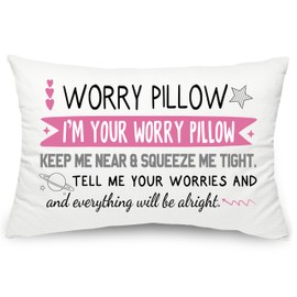 Worry Pillow Decoration Bed Pillowcases for Women Girls Worry Anxiety Stress Relief Gift for Mental Health Positivity Cute Encouraging Gift for Her Birthday Graduation Gifts (Worry Pillow 50x75)