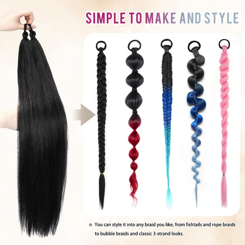 26 Inch Ponytail Extension 2 Pack, Wrap Around Braid Ponytail