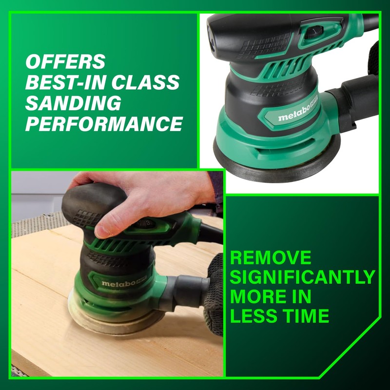Metabo HPT 5-Inch Random Orbit Finishing Sander, Variable Speed, Palm-Style