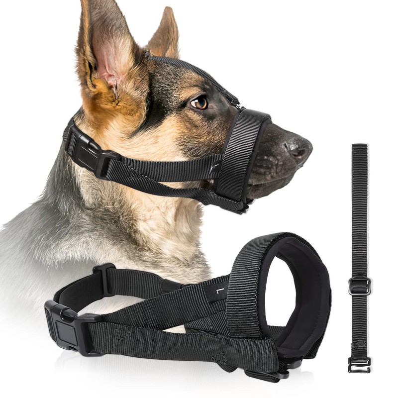 HEELE Dog Muzzle with Head Strap and Adjustable Loop and