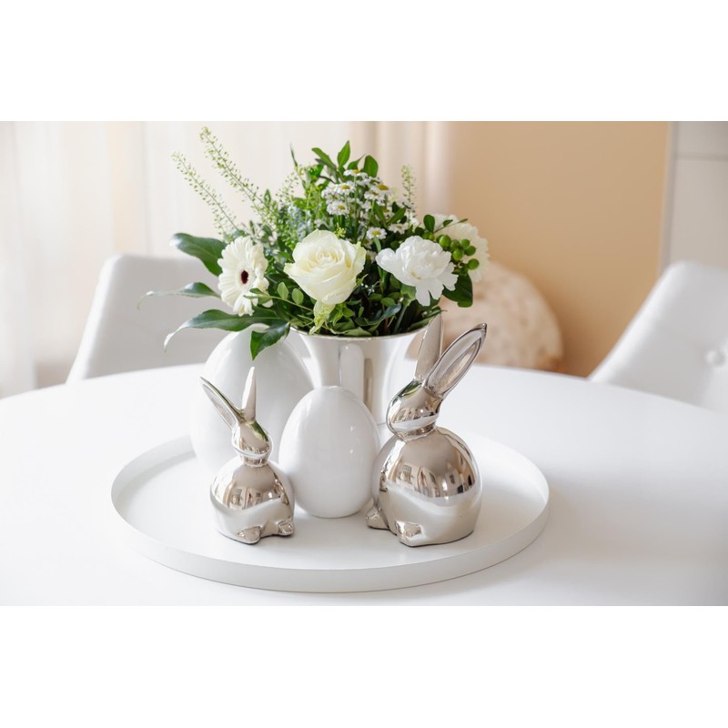 EDZARD Louis Rabbit Figurine (Height 13 cm) Nickel-Plated Aluminium Decorative