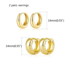 Krstudent Small Hoop Earrings for Women 18K Gold Plated Hoop Huggie Earrings for Women 14/14mm