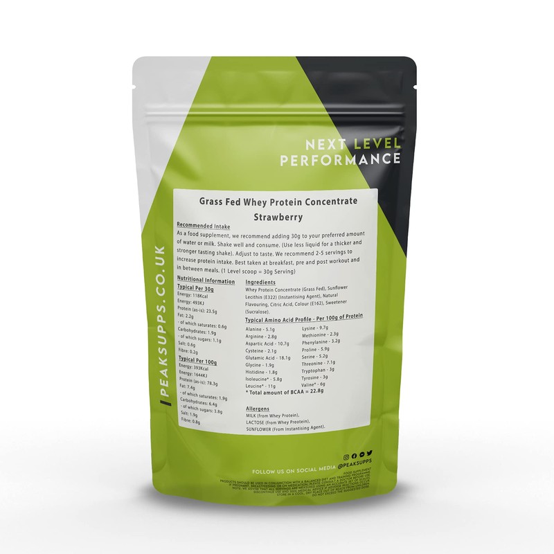 Whey Protein Powder Concentrate - Grass Fed (Strawberry, 60g)