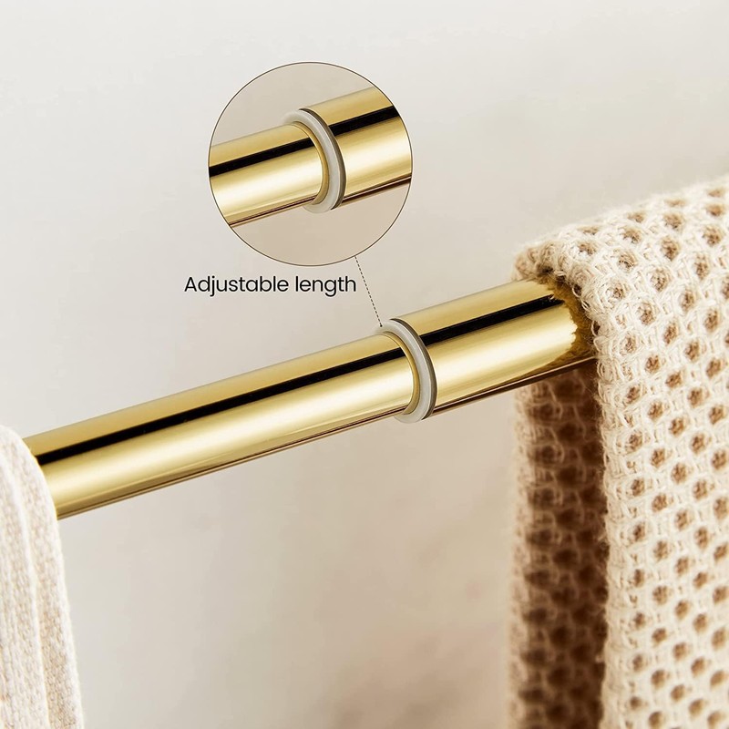 WNEBATH Crystal Gold Towel Bar, Gold Adjustable Bathroom Towel Holder