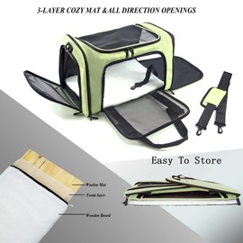 NextFri Soft Sided Carrier for Small Medium Cats Dogs,TSA Airline Approved Collapsible Travel Pet Carrier Medium Green