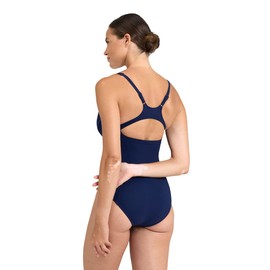 ARENA Bodylift Women's Marina B-Cup One Piece Shaping Swimsuit Eye Back Chlorine Resistant UV Protection, Navy/Bright Blue/Peonia Red, Size 36