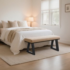 Rioychan 16 Inch Trapezoid Metal Table Legs for Bench, Coffee Table Legs, DIY Furniture Feets Set of 2, Including Screws and Adjustable Feet Pads, 16 Inch x 10.8 Inch