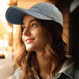 YAMEE Baseball Cap Women's Denim Letter Embroidery, Baseball Cap Women's Sun Protection, Peaked Caps for Men Adjustable Retro, Cap Women's Summer, Sun Hat Women's Casual, Hat Men's Outdoor Activities