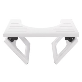 AmazerBath 8.5 Inches Bamboo Toilet Stool Squat for Adults, Collapsible Poop Stool for Bathroom, 0.79" Thickness Squatting Potty with Non-Slip Strip, No Assembly Required, White