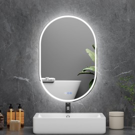 Bathroom Mirror 24"x36" LED Bathroom Mirror with Lights, Anti-Fog, Dimmable Oval Mirrors with Front Light and Backlit, Modern Farmhouse Wall Mounted Mirror for Decorative